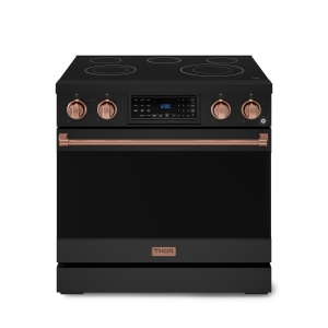 Gordon Ramsay by THOR Kitchen 36 Inch Professional Electric Range with Tilt Panel Touch Control in Black/Rose Gold
