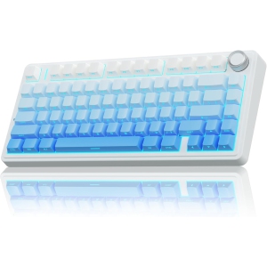 RisoPhy Wireless Mechanical Keyboard,75% Gasket Hot Swappable Custom Keyboard, RGB Backlit, Pre-lubed Linear Switches, Side Printed PBT Keycaps - Gradient Blue