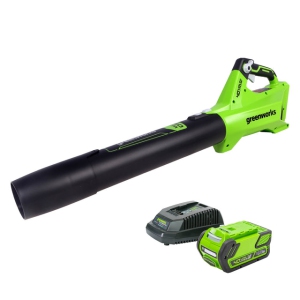 Greenworks 40V 120 MPH-450 CFM Brushless Leaf Blower, 4.0Ah Battery and Charger Included