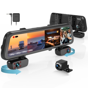 Rexing - M4 1080p 4-Channel Mirror Dash Cam with Smart BSD GPS