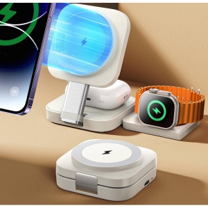 3 in 1 Charging Station for Apple Magsafe Charger Travel Accessories, Wireless Charger 3 in 1 for iPhone 16 15 Pro Max Magsafe Accessories Charger for Airpods iWatch iPhone 12-16