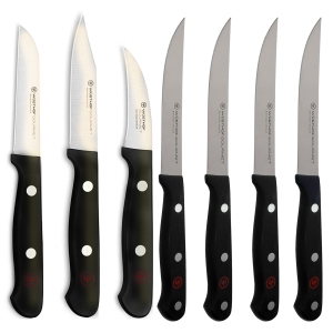 Wusthof Gourmet 3-Pc Paring Knife Set with Wusthof Gourmet 4-Pc Steak Knife Set