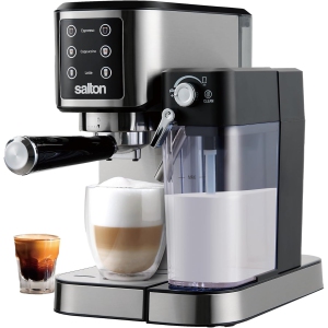 Salton - Barista+ 3 in 1 Espresso Machine, Removable Milk Container, Stainless Steel