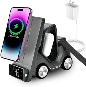 5 in 1 Wireless Charging Station 20W Adapter Fast Wireless Charging Apple Devices for iPhone 15/14/13/12 Series for AirPods Pro/3/2,for Apple Watch/iWatch Support Alarm Clock Light