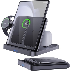 3 in 1 Wireless Charger Station for Samsung Z Fold 6/5, Foldable Fast Wireless Charging Station Dock