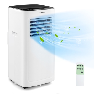 Costway 3-in-1 Portable Air Conditioner - 9000 BTU (280 sq ft Coverage) - 53dB, Window Kit, Remote - white