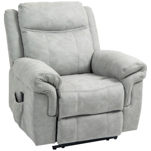 HOMCOM 8-Point Vibration Massage Recliner Chair, Manual Microfibre Reclining Sofa Chair for Living Room with Side Pockets, Footrest, Remote, Easy Assembly, Grey