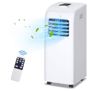 Costway 3-in-1 Portable Air Conditioner - 8000 BTU (200 sq ft Coverage) - 55dB, Window Kit, Remote - White
