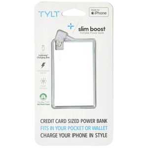 TYlt +Slim Boost Portable Power Bank Credit Card Sized Battery Pack Silver