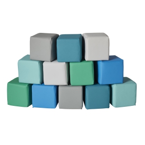 Patchwork Toddler Building Blocks, Foam Cubes, 12-Piece
