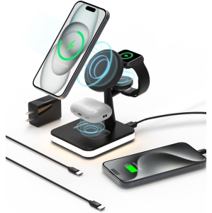 4 in 1 Wireless Charging Station with Light for Apple,Magnetic Wireless Charger Stand
