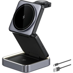 Foldable 3 in 1 Charger Station for Apple, 15W Fast Magnetic Portable Wireless Charger, Travel Wireless Charger Compatible with iPhone,for Apple Watch 9 8 7 6 5 4 3 2 SE/Ultra 2