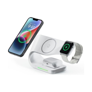 3-in-1 Wireless Charging Station with MagSafe - Fast Charging for Apple Watch, Stable Charger Stand Base for iPhone 15/14/13/12 Pro Max/Plus, Apple Watch 9/8/7/6/5/4/SE Series