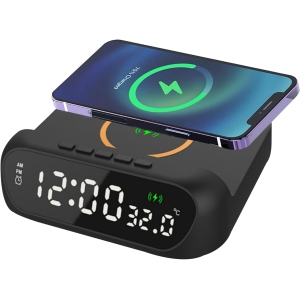 Alarm Clock with Wireless Charging Wireless Phone Charger with Clock 3-in-1 15W Alarm Clock Charging Station LED Digital Display Alarm Clock Temperature Display