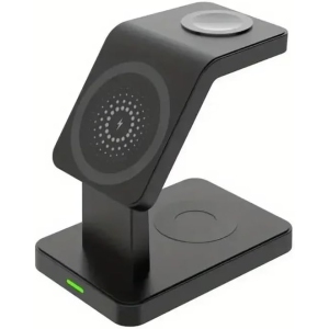 3 in 1 Magnetic Wireless Charger Stand for iPhone 15 14 13 12 Pro Max Apple Watch 1-8 AirPods Macsafe Fast Charging Station Dock (black)