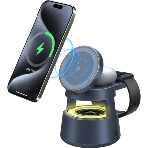 Mushroom Light Magnetic 5-in-1 Wireless Charging Stand Ambient Light Bluetooth Stereo for Apple Magsafe iPhone16pro 1514 13 Watch Ultra2 S9 AirPods Birthday Gift