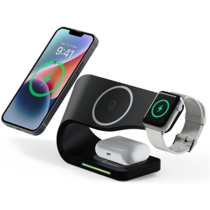 3-in-1 Wireless Charging Station with MagSafe - Fast Charging for Apple Watch, Stable Charger Stand Base for iPhone 15/14/13/12 Pro Max/Plus, Apple Watch 9/8/7/6/5/4/SE Series