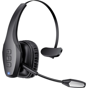 Bluetooth Headset with Microphone, Trucker Headset Bluetooth Wireless Noise Cancelling & Mute Button, 55 Hours Working Time Wireless On-Ear Headset