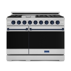 Gordon Ramsay by THOR Kitchen 48 Inch Professional Gas Range with Double Oven in Stainless Steel/Blue