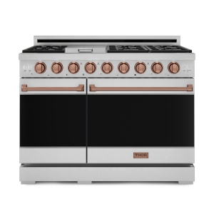 Gordon Ramsay by THOR Kitchen 48 Inch Professional Gas Range with Double Oven in Stainless Steel/Rose Gold
