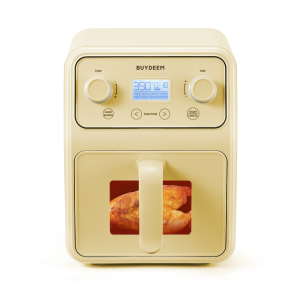 BUYDEEM F51 8-in-1 Air Fryer 4.2QT, Retro Countertop Airfryer Oven with Visible Window, Shake Reminder, One-touch Control with LCD Display, Mellow Yellow