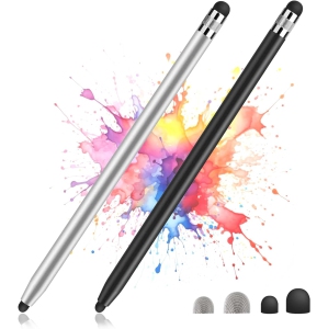 2 Pack Stylus Pens for Touch Screens, High Sensitivity Precision Capacitive Stylus Pen Compatible with iPad iPhone Samsung Tablets All Universal Touchscreen Devices with 4 Rubber