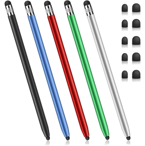 Stylets pour écrans tactiles, pack de 5 stylets pour iPad, iPhone, Android, Chromebook, tablettes et autres appareils à écran tactile capacitif, haute sensibilité et précision, sans rayures, caoutchouc