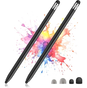 2 Pack Stylus Pens for Touch Screens, High Sensitivity Precision Capacitive Stylus Pen Compatible with iPad iPhone Samsung Tablets All Universal Touchscreen Devices with 4 Rubber