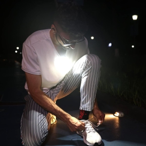 Running Light Rechargeable Safety Lights for Walking at Night Hands Free Flashlight Portable LED Work Light WarningFor Camping ,Hiking, Walking, Dog -Black