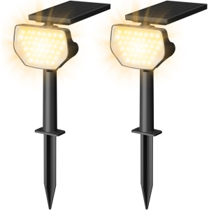 Lepro Solar Spotlights Outdoor 2-Pack, 43 LEDs Outdoor Solar Lights 3000K Warm White, IP65 Waterproof, Dusk-to-Dawn, Auto On/Off Solar Garden Lights