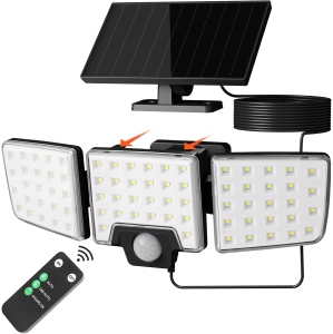 Lepro Solar Motion Sensor Light Outdoor, 1000LM 6500K Bright Solar Lights Outdoor, Separate Solar Panel, 2 Modes, Remote Control, IP65 Waterproof