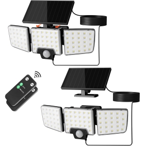 Lepro Solar Motion Sensor Light Outdoor, 1000LM 6500K Bright Solar Lights Outdoor, Separate Solar Panel, 2 Modes, Remote Control, IP65 Waterproof, Motion Light Outdoor