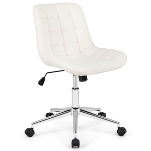 Costway Upholstered Armless Office Chair with Adjustable Height & Wheels for Small Spaces