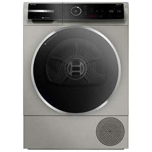 Bosch 800 Series 4 Cu. Ft. Compact Stackable Ventless Heat Pump Electric Dryer with Moisture Sensing, Heat Pump, Energy Star & Wi-Fi (WQB245AXUC) - Pearl Steel
