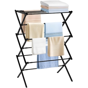 Extendable Clothes Drying Rack, Laundry Drying Rack with Width Adjustable 53cm to 100cm for Storage Indoor Outdoor, Black