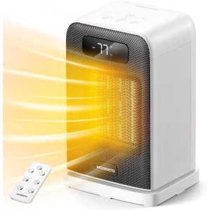 MORENTO Space Heaters for Indoor, 1500W Electric Heater, Room Heater with Heating and Fan Modes in Office with Thermostat, Small Space Heaters for Bedroom (White)