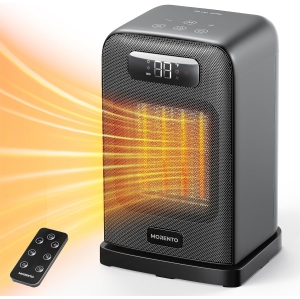 MORENTO Space Heaters for Indoor, 1500W Electric Heater, Room Heater with Heating and Fan Modes in Office with Thermostat, Small Space Heaters for Bedroom (Black)