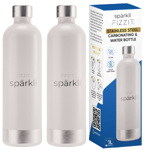 FIZZIT Stainless Steel Carbonation Bottle and Water Bottle | Compatible With Philips Carbonation Soda Maker and Aarke Soda Makers, Dishwasher Safe