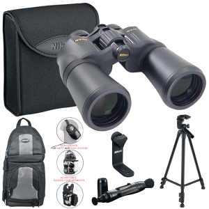 Nikon 16x50 Aculon A211 Binocular 8250 with 62" Tripod 8lb Capacity and Backpack