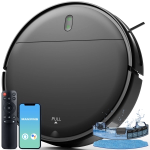 Teendow 4500Pa Bagless Robot Vacuum & Mop for Hardwood, Carpet & Pet Hair with App/Voice Control, Auto-Charge, HEPA - Black