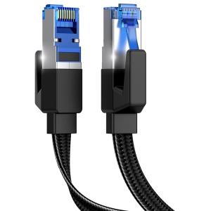 Cat 8 Ethernet Cable 26AWG High Speed 40Gbps 2000Mhz Flat Shielded Network LAN Cable Braided Cat8 Cable Compatible for PS5 Xbox One PC Modem Router Gaming, 6FT