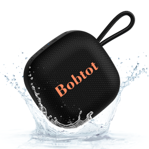Bobtot Portable Bluetooth Wireless Speaker - IPX7 Waterproof Mini Shower Speakers with 10W Peak Loud Stereo Sound, 16 Hours Playtime, Rich Bass, TWS, Built-in Mic, Black
