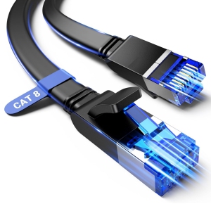 Cat 8 Ethernet Cable Flat 40Gbps 2000MHz Network Cord Shielded Cat8 RJ45 LAN Cable Internet Cable for PS5 PS4 Xbox One Router Modem NAS, 3FT