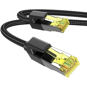Cat 7 Ethernet Cable 3FT 10Gbps 600Mhz Shielded Gigabit Ethernet Cable High Speed Braided Network LAN Patch Cord for PS5 PS4 Xbox One Router Modem TV