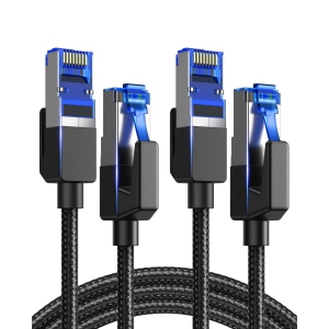Cat 8 Ethernet Cable 2 Pack 6FT, Braided High Speed 26AWG Cat 8 LAN Network Cord 40Gbps 2000Mhz Shielded Heavy Duty RJ45 Cable, for Gaming PC PS5 PS4 PS3 Xbox Modem Router