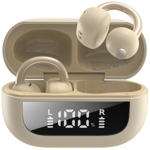 TOZO Brand New Open-ear True Wireless Earbuds Bluetooth Headsets for Outside Sports Fitness Ear Clip-Khaki