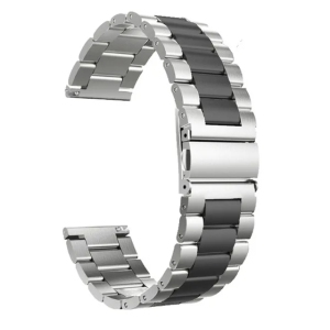 20mm Metal Watch Band for Samsung Galaxy Watch6 5 4, Active, Also Fits Garmin Vivoactive 5, Vivomove 3, 1, Venu SQ - Silver Black