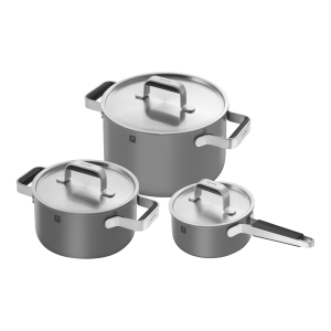 ZWILLING Pure Cookware Set, 6 Piece 18/10 Stainless Steel, Grey