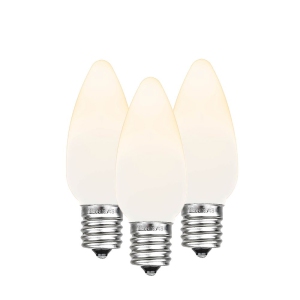Novelty Lights 25 Pack C9 Ceramic Style LED Christmas Lights, Opaque Replacement Bulbs with E17 Base, Shatterproof Plastic, 3 Ultra-Bright SMDs Per Bulb, Energy Efficient 0.5W