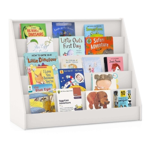 Costway 5 Tier Kids Bookshelf with Anti-Tipping Device Kids-friendly Height for Bedroom